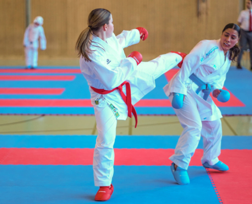 Intensive Kumite und Kata Wettkämpfe von Karate Hofsteig bei der Landesmeisterschaft 2026 in Lauterach mit schnellen Angriffen und präzisen Bewegungen