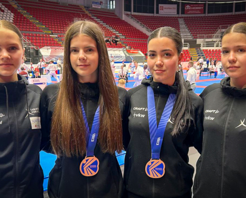 260606_KV Bohemia Cup Budweis Juni 2026-1 Aurelia Greif, Noemi Sopic, Lara Rupp, Lea Rupp von Karate Hofsteig bei der WKF WM Qualifikation Bohemia Cup 2026 in Budweis